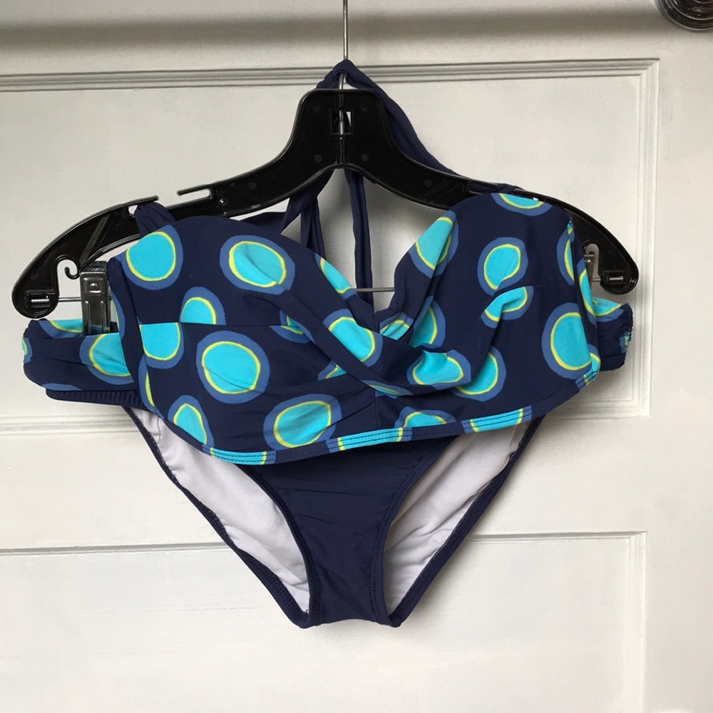 Navy polka dot bandeau bikini M/L